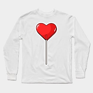 red heart shaped lollipop Long Sleeve T-Shirt